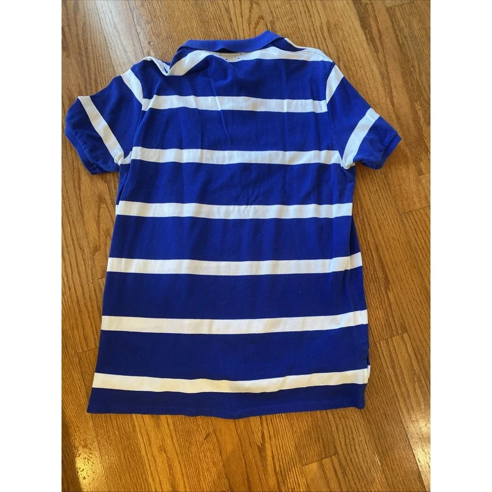Polo Ralph Lauren Large Logo Striped Polo Shirt Custom Fit 2XL Blue White